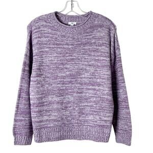 dip Women's Sweater M Purple Marled Knit Rolled Crew Neck Long Sleeve Pullover